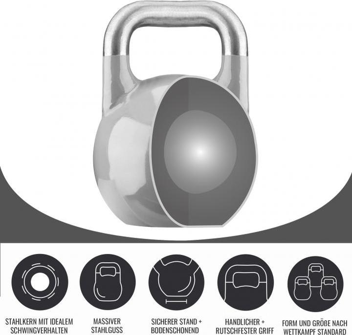 Produktbild Gorilla Sports Kettlebell Competition (1 x 32 kg, 1 x 20 kg, 1 x 24 kg, 1 x 28 kg, 1 x 8 kg, 1 x 16 kg, 1 x 12 kg)