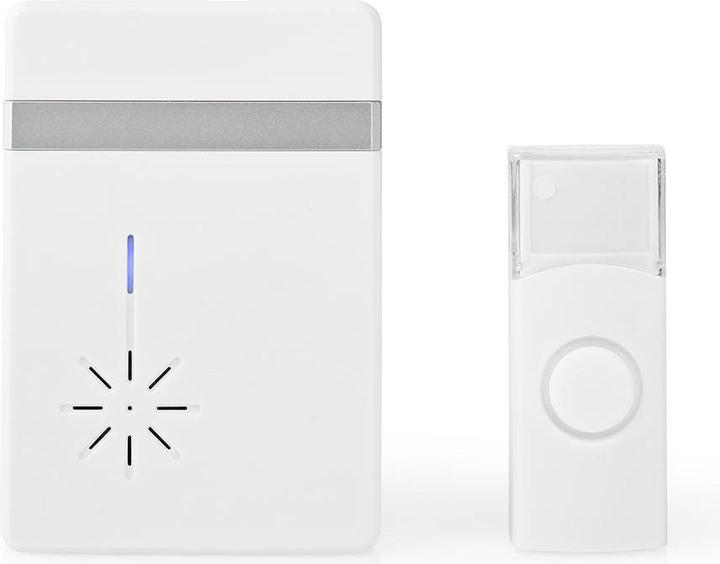 Nedis Wireless Doorbell Set Battery Powered 3 V DC 1x CR2032 Volume: 80 dB Signal Range: 300 m IP44 (Funk)