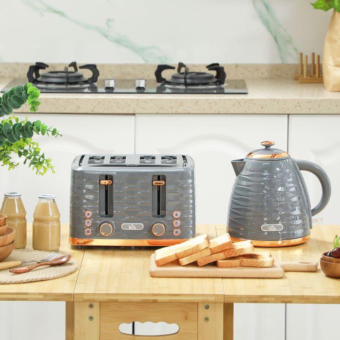 Actual product image Swisshandel24 Wasserkocher Toaster Set mit 1,7L Wasserkocher, 4 Scheiben Toaster Grau (1.70 l)