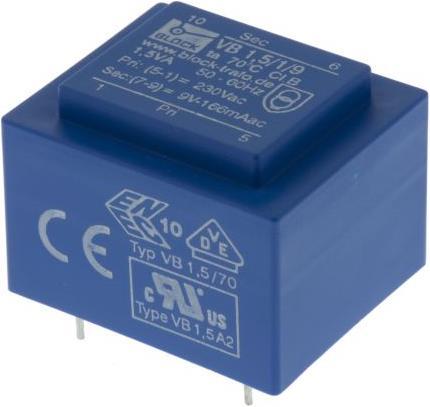 Productafbeelding Block Transformator PCB 1,5VA 1x9V