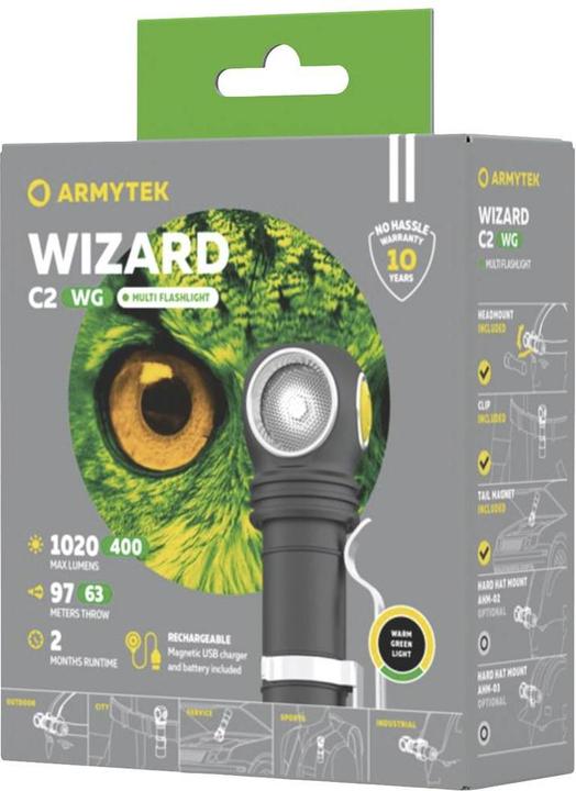 ArmyTek Wizard C2 WG Warm LED Stirnlampe akkubetrieben 1100lm 13h F09201W (1100 lm)