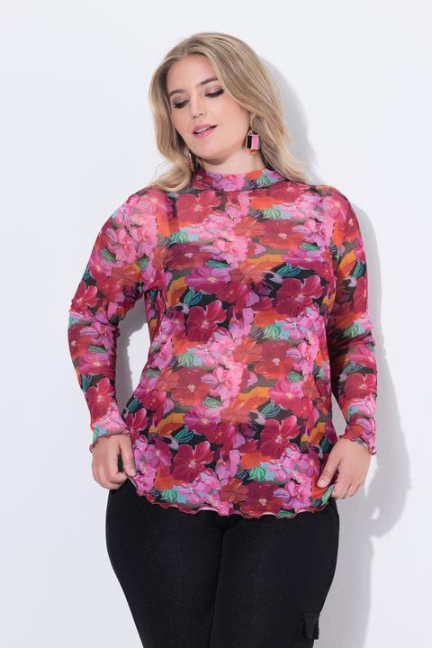 Produktbild Miamoda Meshshirt, Slim Fit, Leo, Stehkragen, Langarm (48)