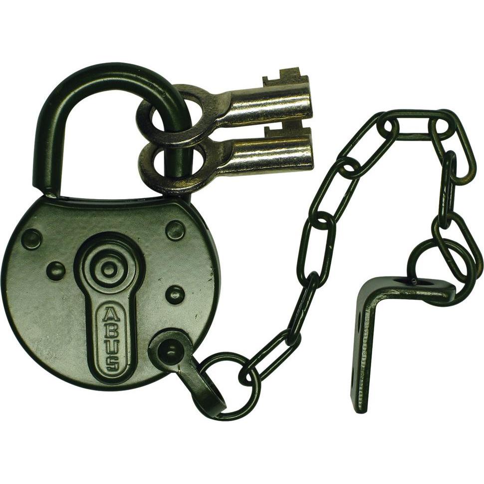 Abus, Vorhängeschloss, Hangschloss Armeeschloss Bundeswehr oliv mit Kette, Durchmesser 40 mm