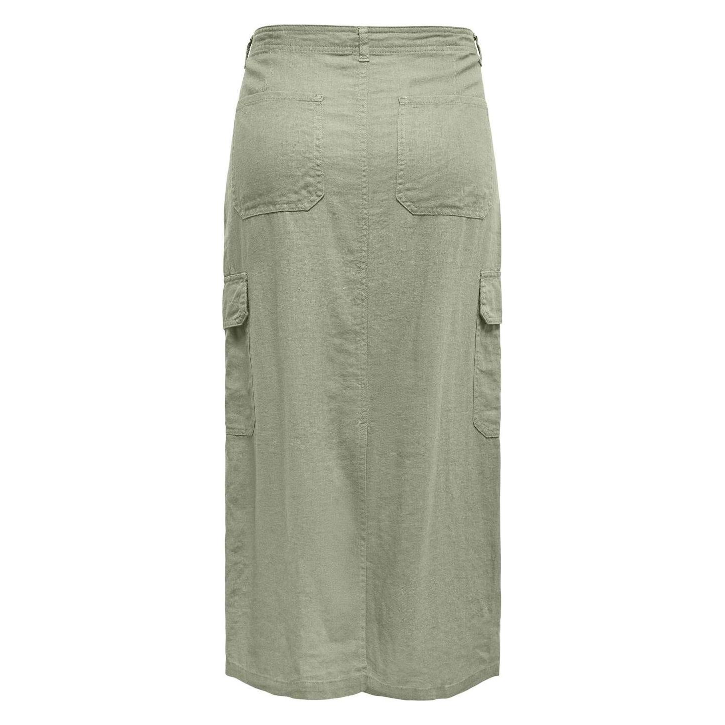 Only, Damen, Röcke, Onlmalfy-Caro Linen Long Skirt Pnt, Grün, (L)