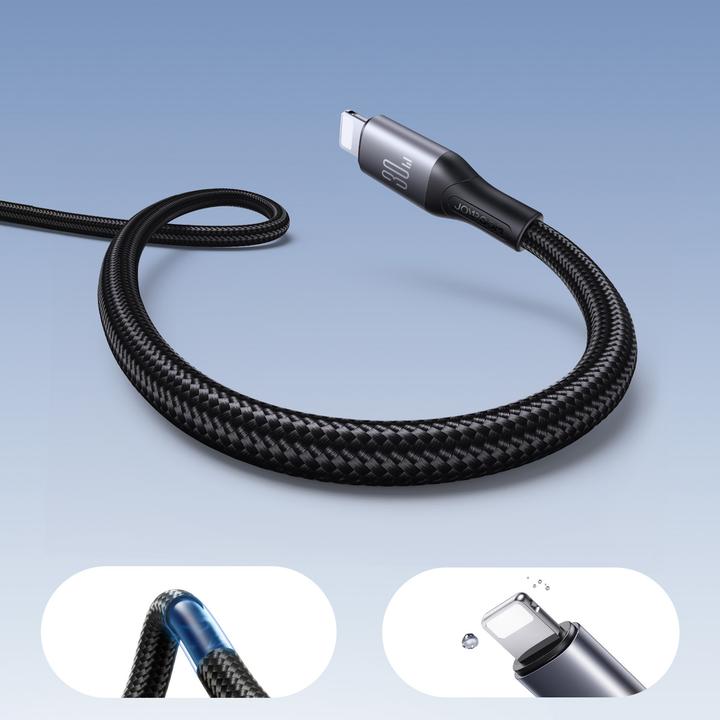 Produktbild Joyroom Flash Series Fast Charging USB-C to Lightning Cable 30W, 2m - Black (2 m, USB 3.2 Gen 1, 30 W)