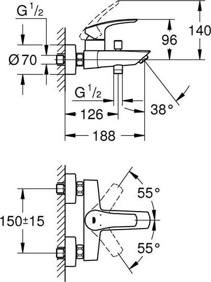 Immagine prodotto Grohe Miscelatore monocomando per vasca EUROSMART 1/2" chr