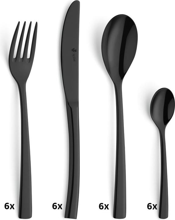 Paul Wirths Bestecke Set de couverts 24 pièces PVD noir 1200 Swing (24 pièce(s), Set de couverts)