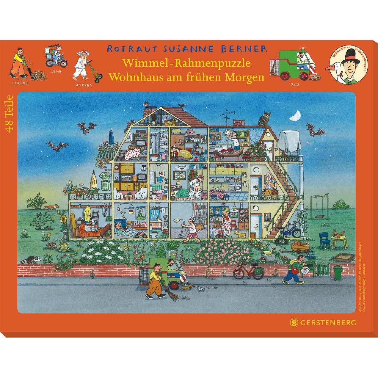 Gerstenberg Wimmel-Rahmenpuzzle Zu Hause in Wimmlingen Motiv Morgendämmerung (48 Teile)