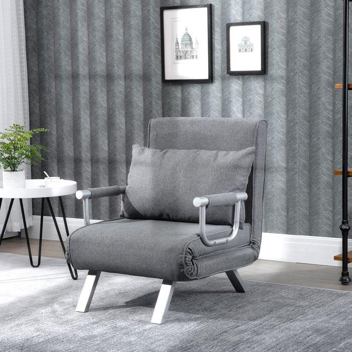 Produktbild Swisshandel24 Schlafsofa mit Armlehne 3-in-1 Schlafsessel Gästebett Chaiselongue Multifunktion leinenartiges Polye
