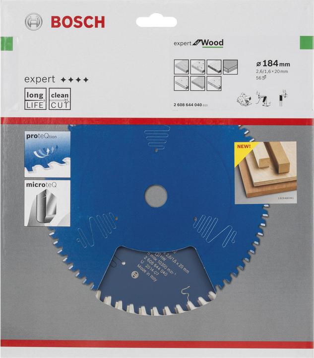 Produktbild Bosch Professional Zubehör Kreissägeblatt Expert for Wood, 184 x 20 x 2,6 mm, 56