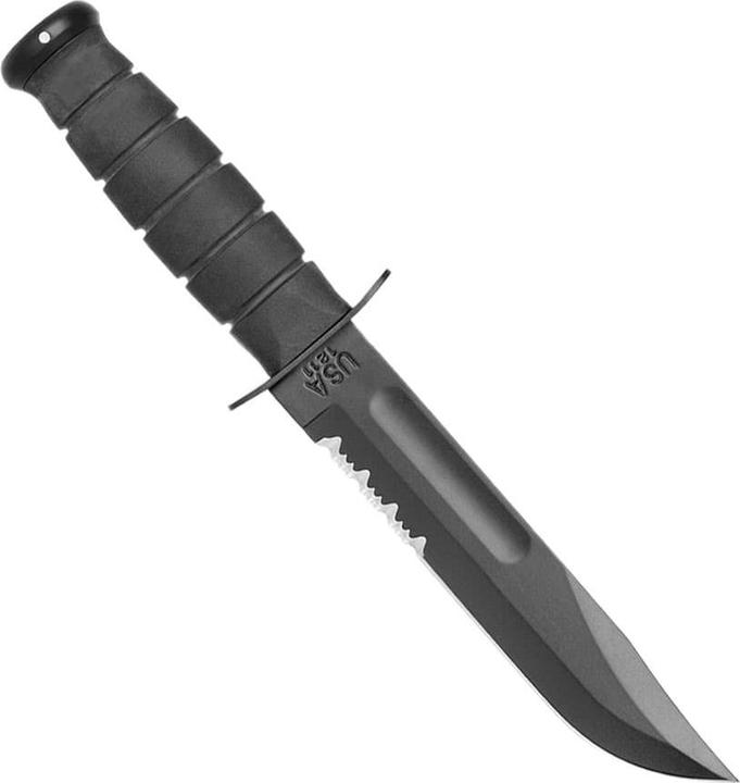 Ka-bar 1214 Messer Schwarz Gezahnt GFN Scheide (17.80 cm)