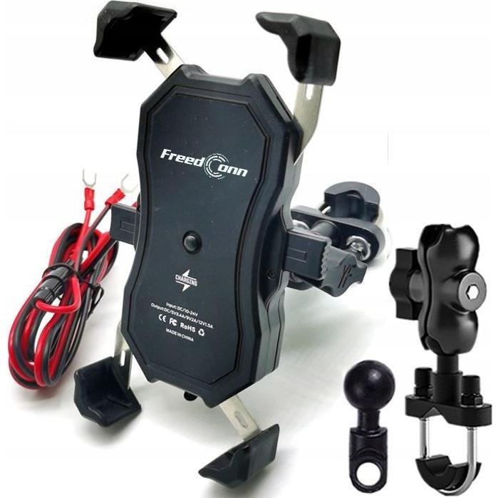 Thumbnail - FreedConn Motorrad-Telefonhalter Mc1w Mit Induktivem Ladegerät, Smartphone Halterung, Schwarz