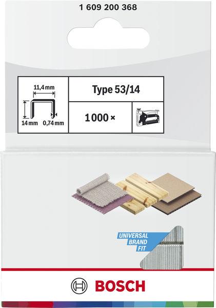 Produktbild Bosch Professional Zubehör Feindrahtklammer Typ 53, 11,4 x 0,74 x 14 mm, 1000er-Pack