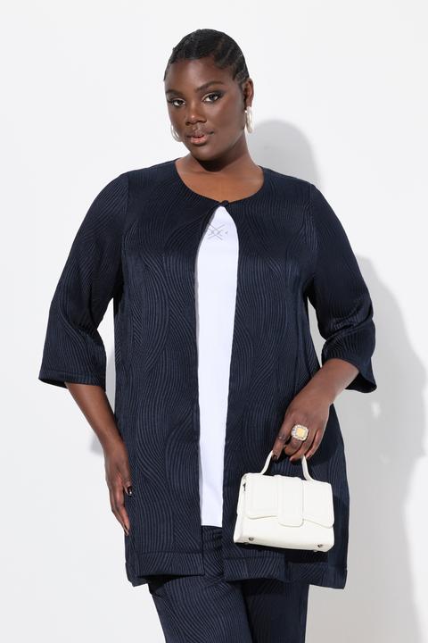 Image du produit Ulla Popken Veste esprit chemisier, col rond et pli d'aisance dans le dos, coupe évasée (42, 44)