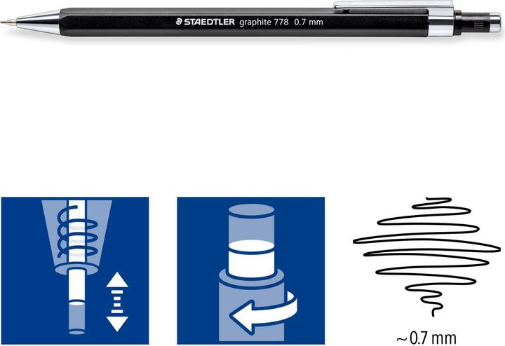 Produktbild Staedtler Druckbleistift graphite 778 07-9 B 0,7mm Schaft schwarz (0.70 mm, B, 1x)