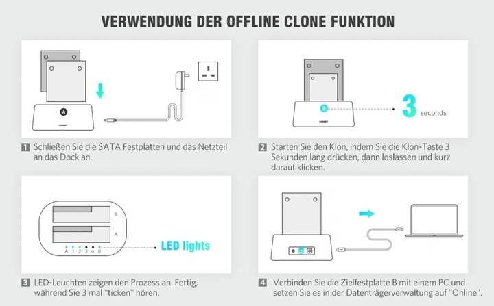 Productafbeelding Ugreen SATA harde schijf docking station voor 2,5" en 3,5" SSD HDD