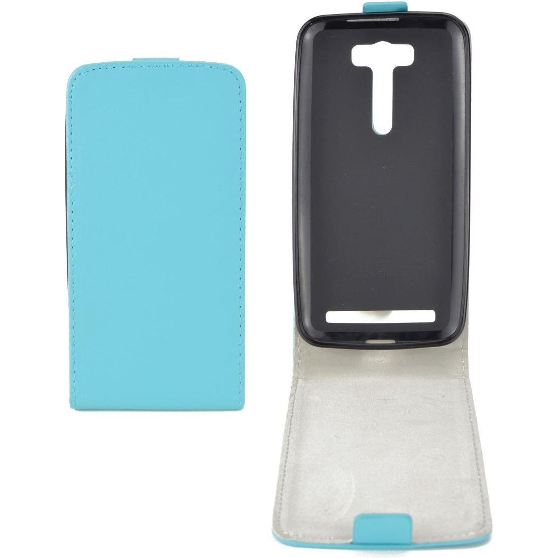 König Design Flip Schutz Hülle Asus Zenfone 2 Laser (5 Zoll) Hellblau Leder Imitat Slim Flex (Asus ZenFone 2 Laser), Sma...