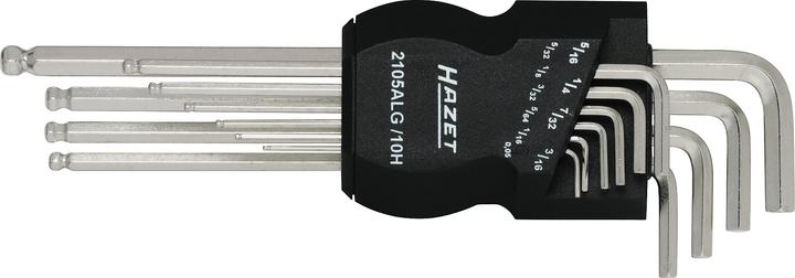 Produktbild HAZET Winkelschraubendreher Satz 2105ALG/10H ∙ Innen Sechskant Profil ∙ 0.05 ∙ 1⁄16 ∙ 5⁄64 ∙ 3⁄32 ∙…