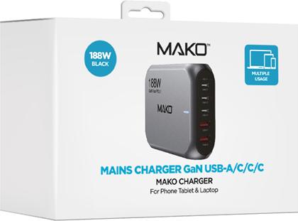 Produktbild Mako GaN2 EU Mains Charger USB-C/C/C/A/A