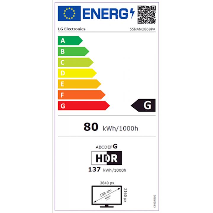 Label énergétique LG 55NANO869PA (55", Nano-Cell, 4K, 2021)