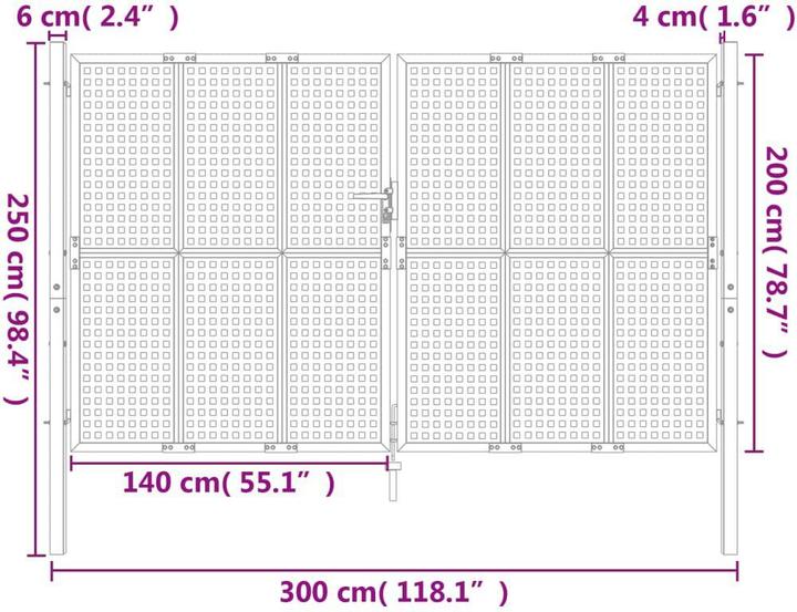 Produktbild vidaXL Gartentor Anthrazit 300x250 cm Stahl, Farbe: Anthrazit