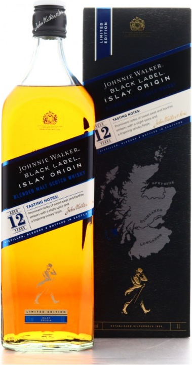 Immagine prodotto Johnnie Walker Black Label Islay Origin 12 Years Blended Scotch Whisky con cassa (Miscelato Whisky, Whisky scozzese)
