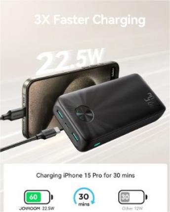 Produktbild Joyroom 22.5W LED Fast Charging Power Bank 20000mAh (20000 mAh, 22.50 W, 74 Wh)