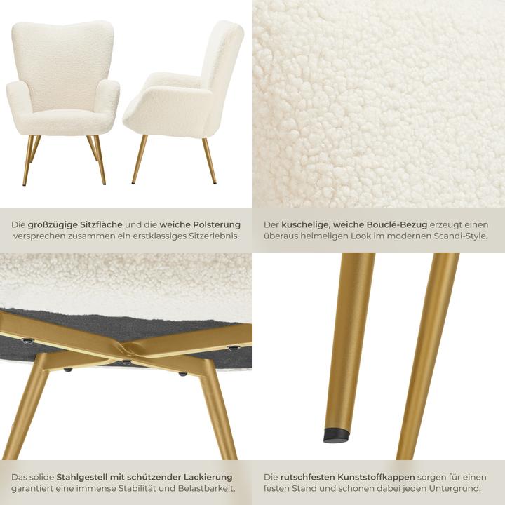 Produktbild tectake Sessel Hygge gepolstert, ergonomisch, Belastbarkeit 150 kg