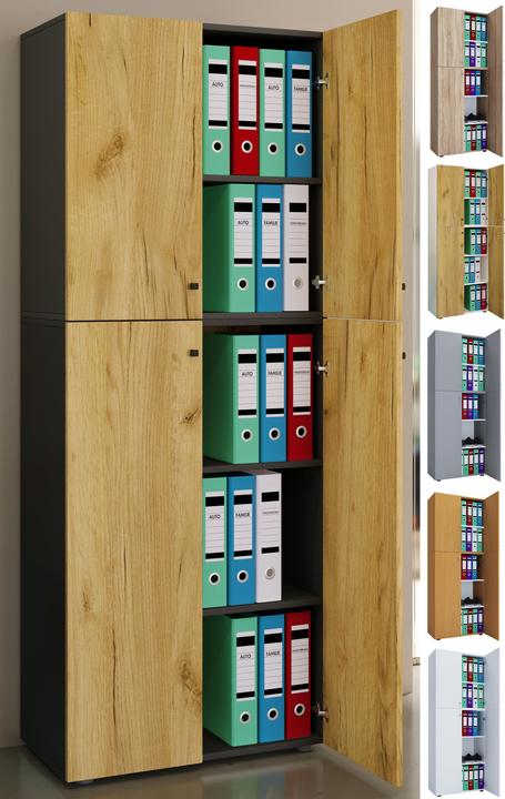 Produktbild VCM Büroschrank Aktenschrank Lona 5-fach Drehtüren (70 x 40 x 184 cm)