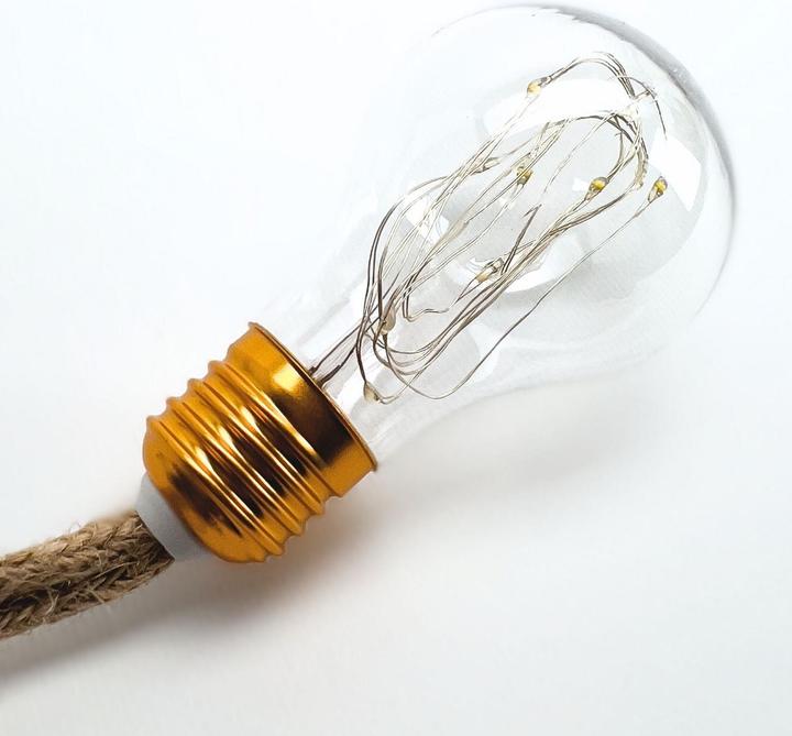 Image du produit Hermex LED-Hanfseil-Lichterkette Solar-Leuchtkette Gartenbeleuchtung Lampe (10 m)