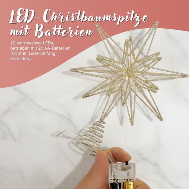 Image du produit Hermex Christbaumspitze LED-Stern Weihnachtsbaumschmuck Weihnachtsdeko (1-pièce)