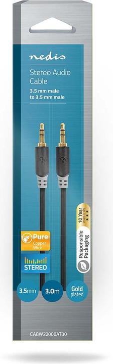 Produktbild Nedis Stereo-Audiokabel | 3.5 mm Stecker | 3.5 mm Stecker | Vergoldet | 3.00 m | rund | Anthrazit | (3 m)