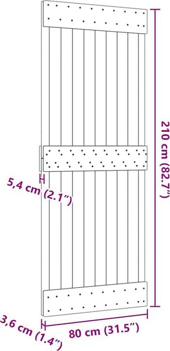 Actual product image vidaXL Scheunentür 80x210 cm Massivholz Kiefer