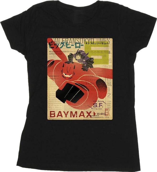Actual product image Disney Womens/Ladies Big Hero 6 Baymax Flying Baymax Newspaper Cotton T-Shirt (S)