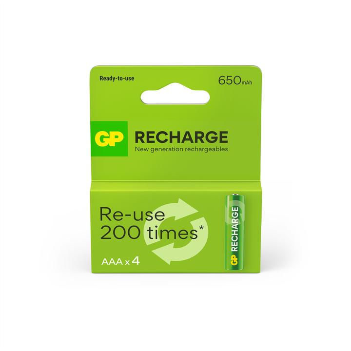 Produktbild GP Batteries GP - Recharge Rechargeable Battery, Size AAA, 650 mAh, 4-pack (4 Stk., AAA, 650 mAh)