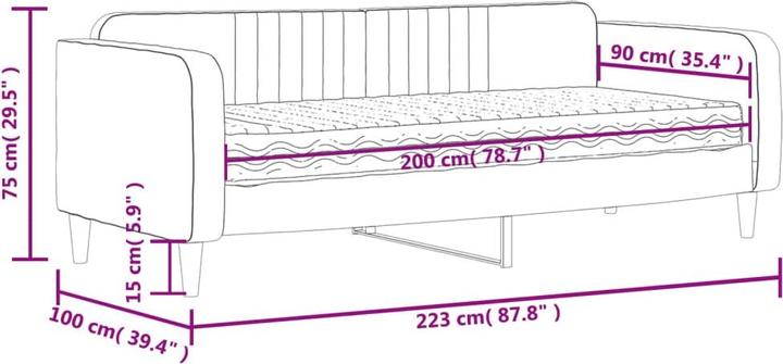 Actual product image vidaXL Tagesbett mit Matratze (90 x 200 cm)