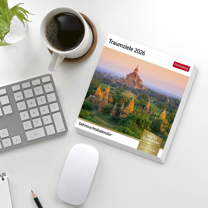 Produktbild Harenberg Traumziele Sehnsuchtskalender 2026 - Wochenkalender mit 53 Postkarten