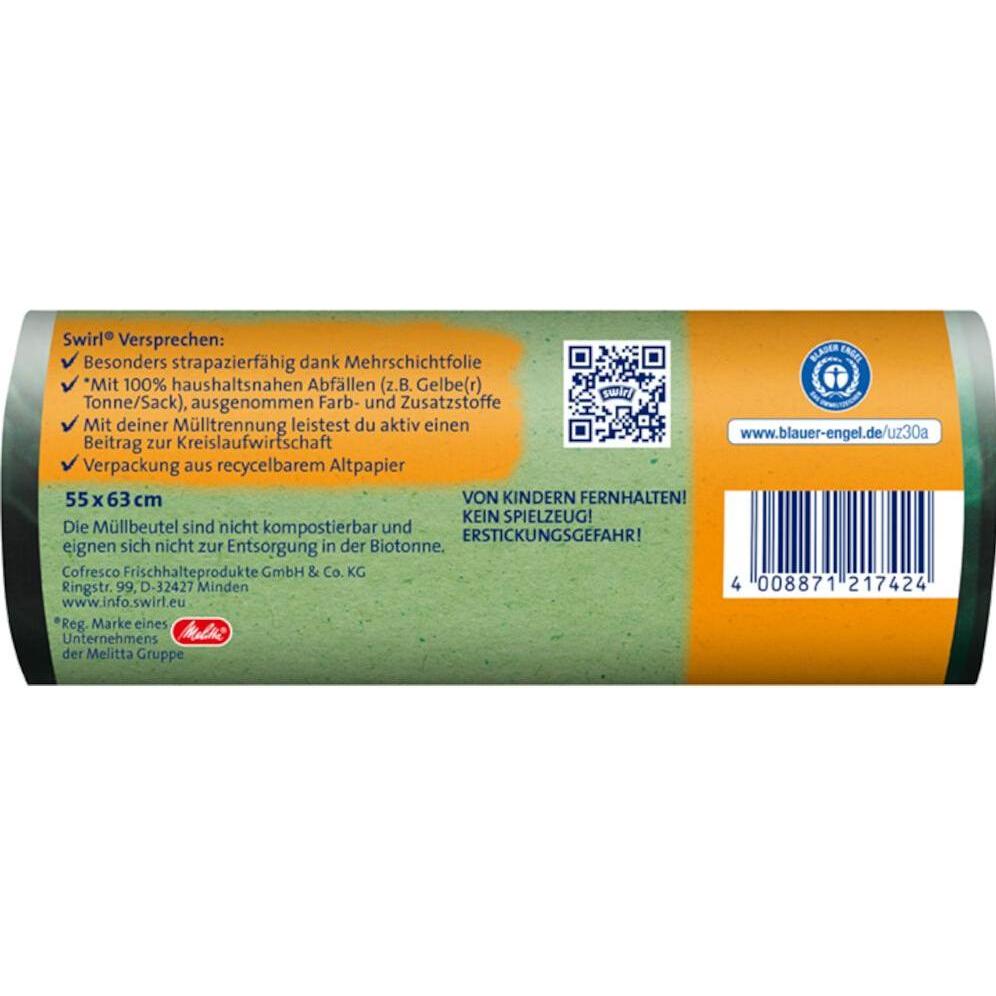 Thumbnail - 8x Swirl Müllbeutel Öko Zugband 35l 8er, Abfallsack, Grün