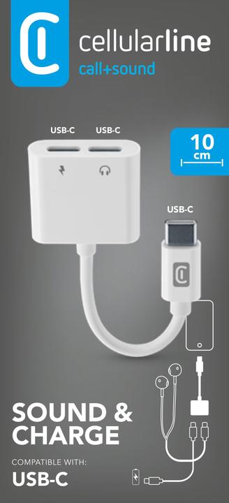 Produktbild Cellularline Sound & Charge Typ-C Adapter White (SC, USB-C)