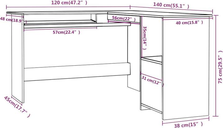 Produktbild vidaXL Eckschreibtisch (140 x 140 x 75 cm)
