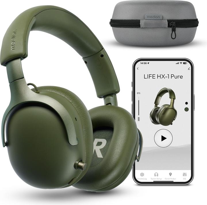 Actual product image Medion LIFE HX1-Pure Over Ear-Kopfhörer grün (NC, 100 h, Cable, Wireless)