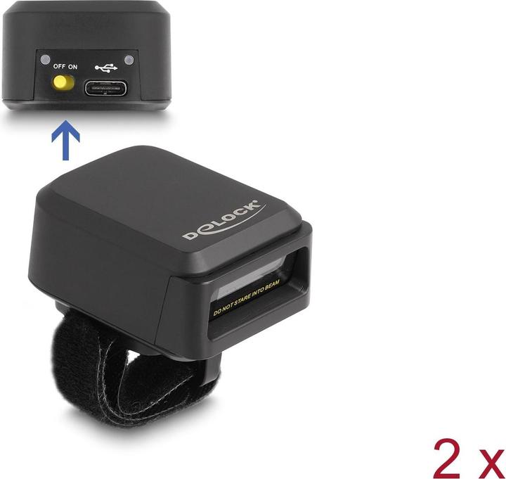 Actual product image Delock 1D and 2D ring barcode scanner with 2.4 GHz or Bluetooth