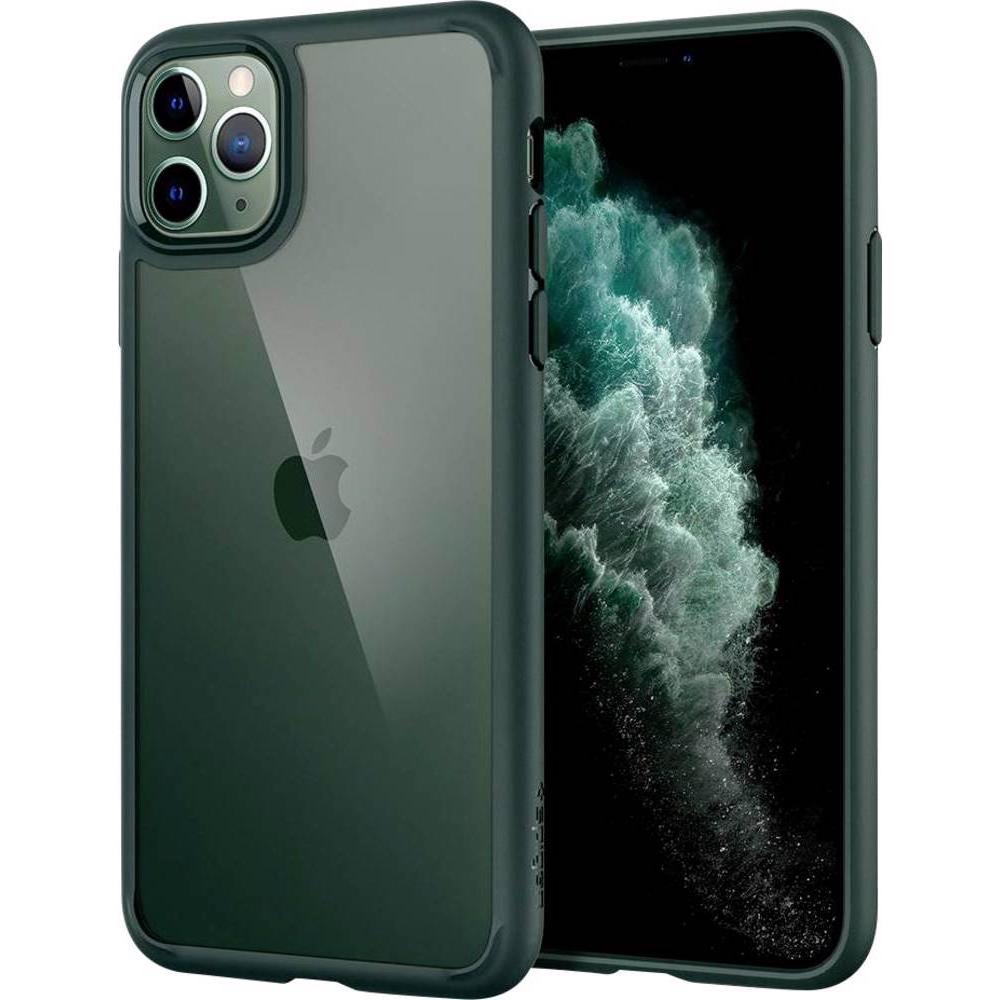 Spigen Ultra Hybrid Case (Apple iPhone 11 Pro), Smartphone Hülle, Grün, Transparent