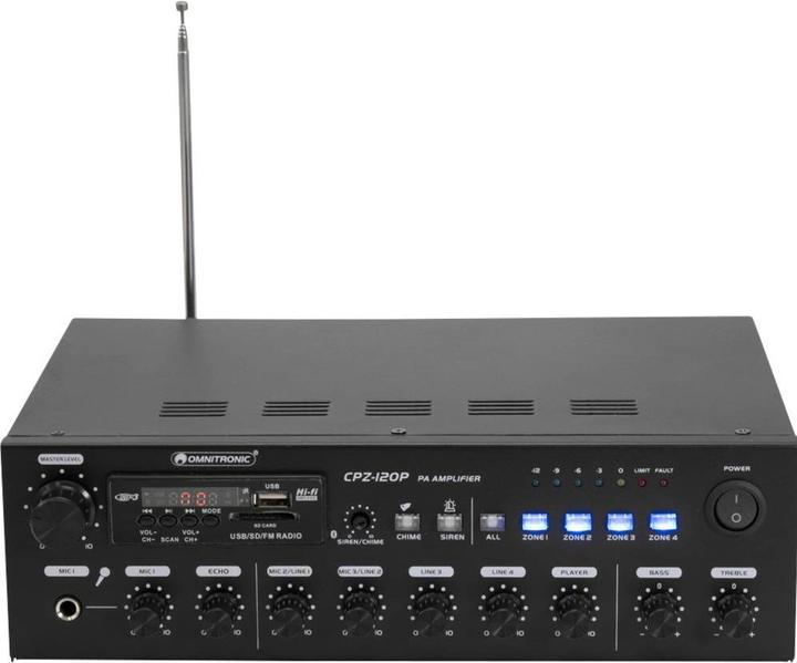 Actual product image Omnitronic CPZ-120P ELA ELA amplifier 120 W 4-channel 4 zones (Amplifier)
