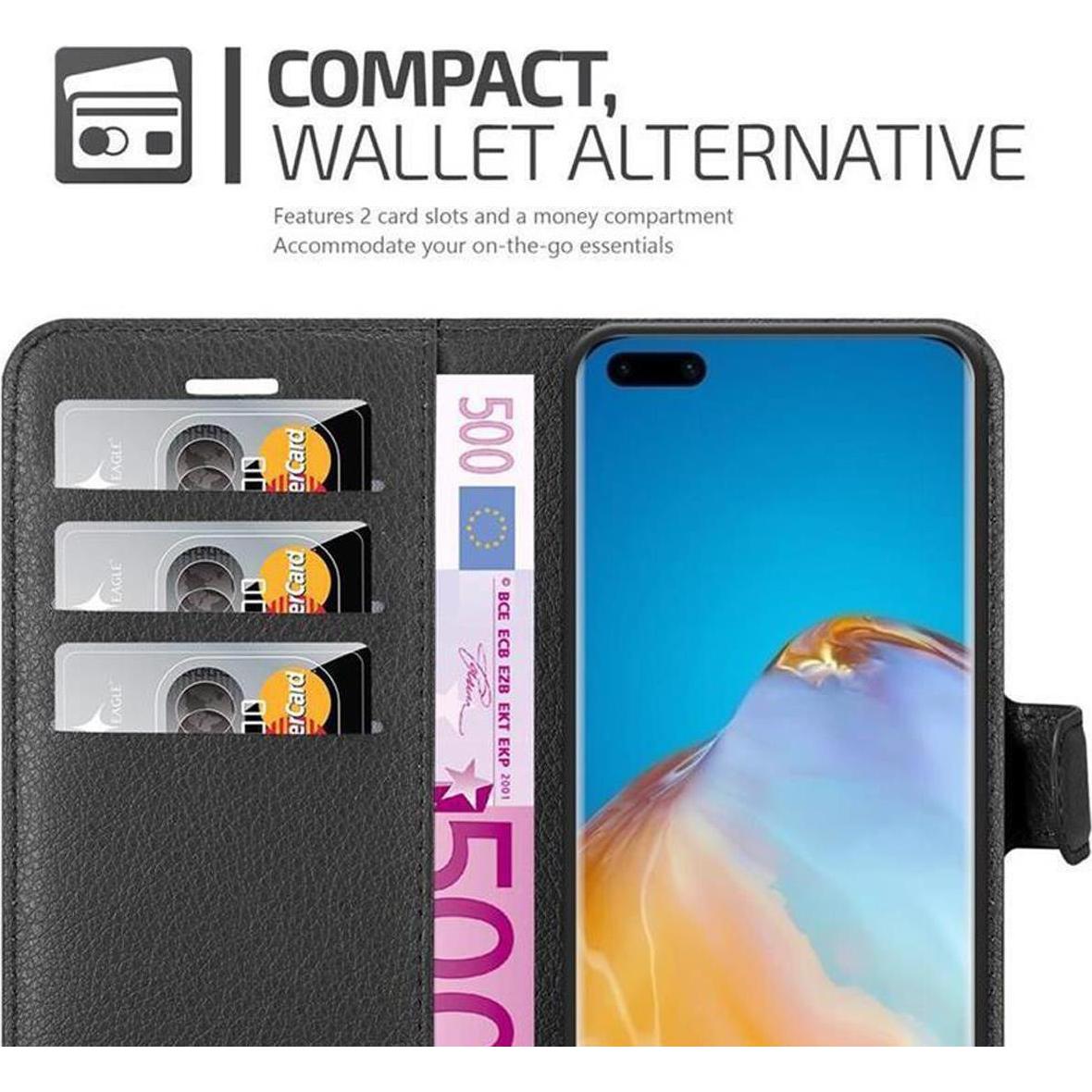 Thumbnail - Cadorabo Book mit Standfunktion Cover (Huawei P40 Pro+), Smartphone Hülle, Schwarz
