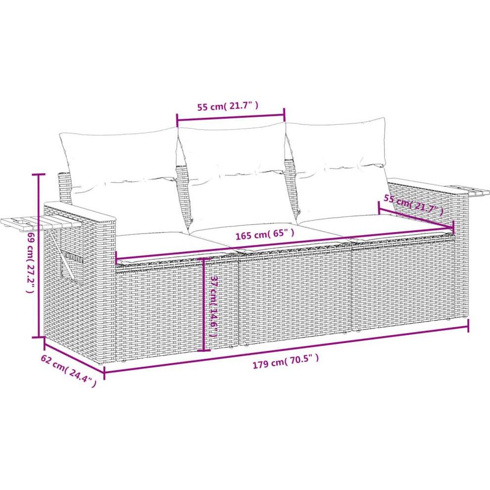 Thumbnail - VidaXL, Gartenlounge, 10-tlg. Garten-Lounge-Set mit Kissen