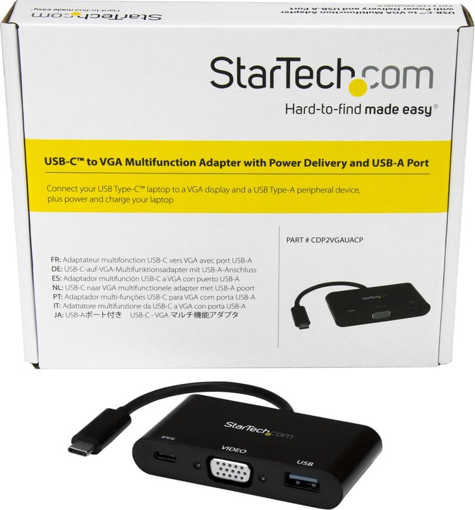 Produktbild StarTech USB-C to VGA Multifunction Adapter (USB-C, 1 Ports)