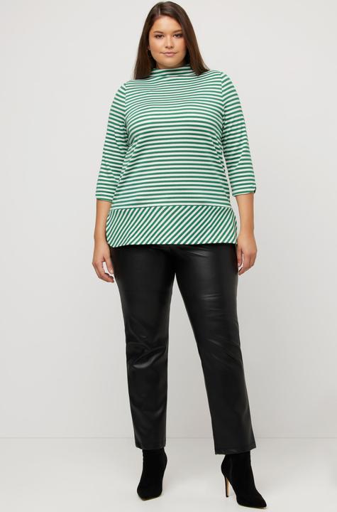 Actual product image Ulla Popken Glitter Stripe Mixed Direction Stretch Knit Top (46, 48)