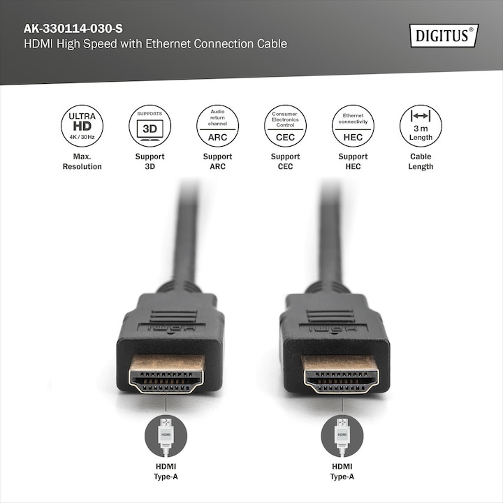 Actual product image Digitus HDMI (Typ A) — HDMI (Typ A) (3 m, HDMI)