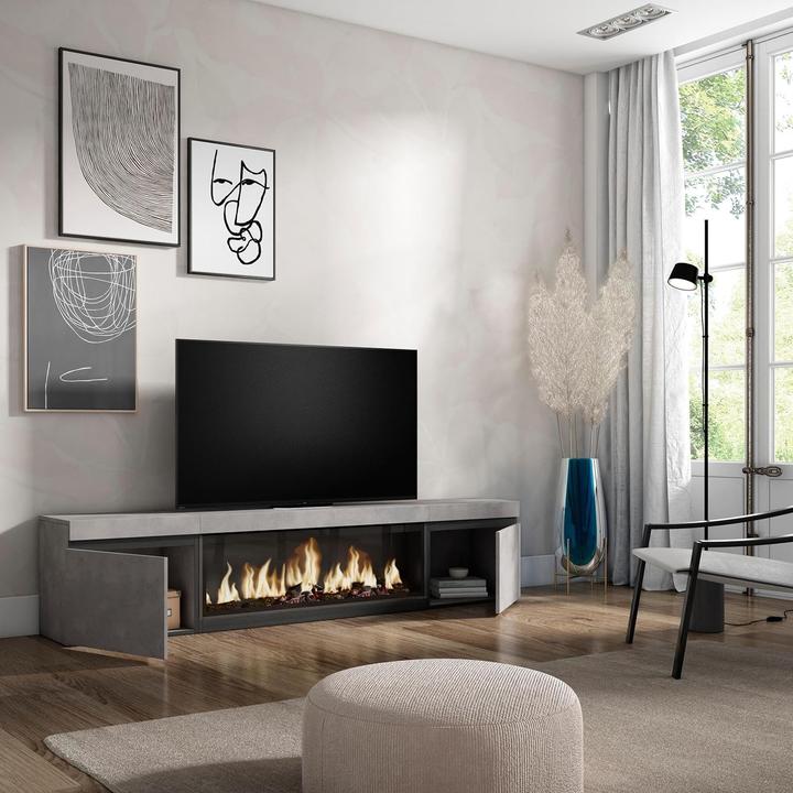 Produktbild Skraut Home Fernsehschrank mit Elektrokamin (208 x 35 x 45 cm)